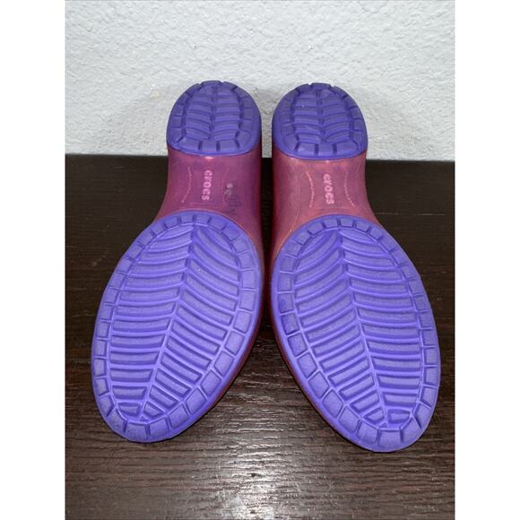 Womens Crocs Carlie Ballet Open Toe Flat Size 7 Dahlia Fuchsia Pink Purple - Picture 6 of 7